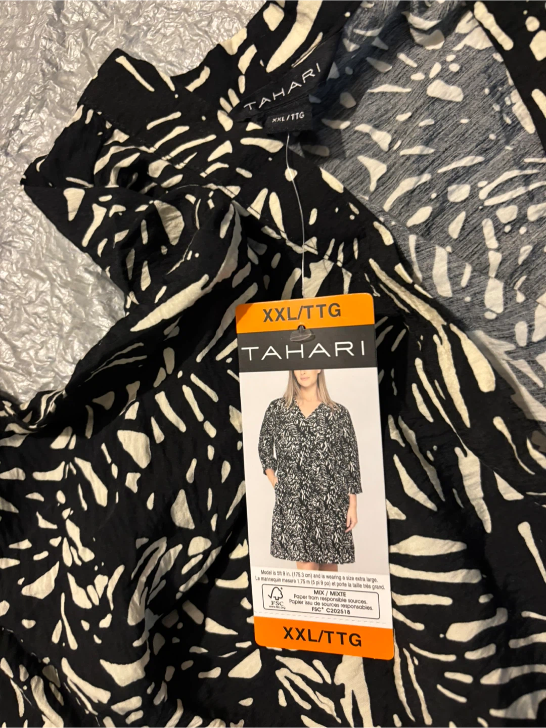 Tahari Black & White Leaf Print Dress XXL - photo 2