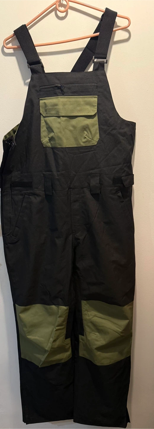 SEARIPE Water-Resistant Snow Bibs - Black/Olive - Size XL