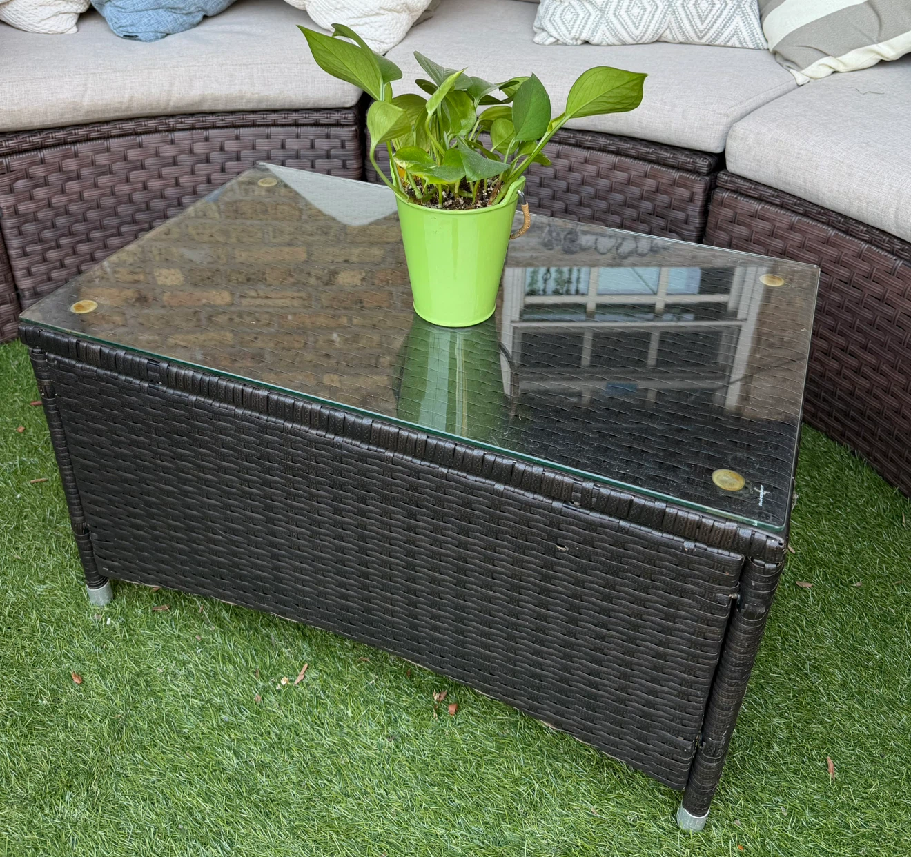 Wicker Coffee Table with Glass Top - photo 2