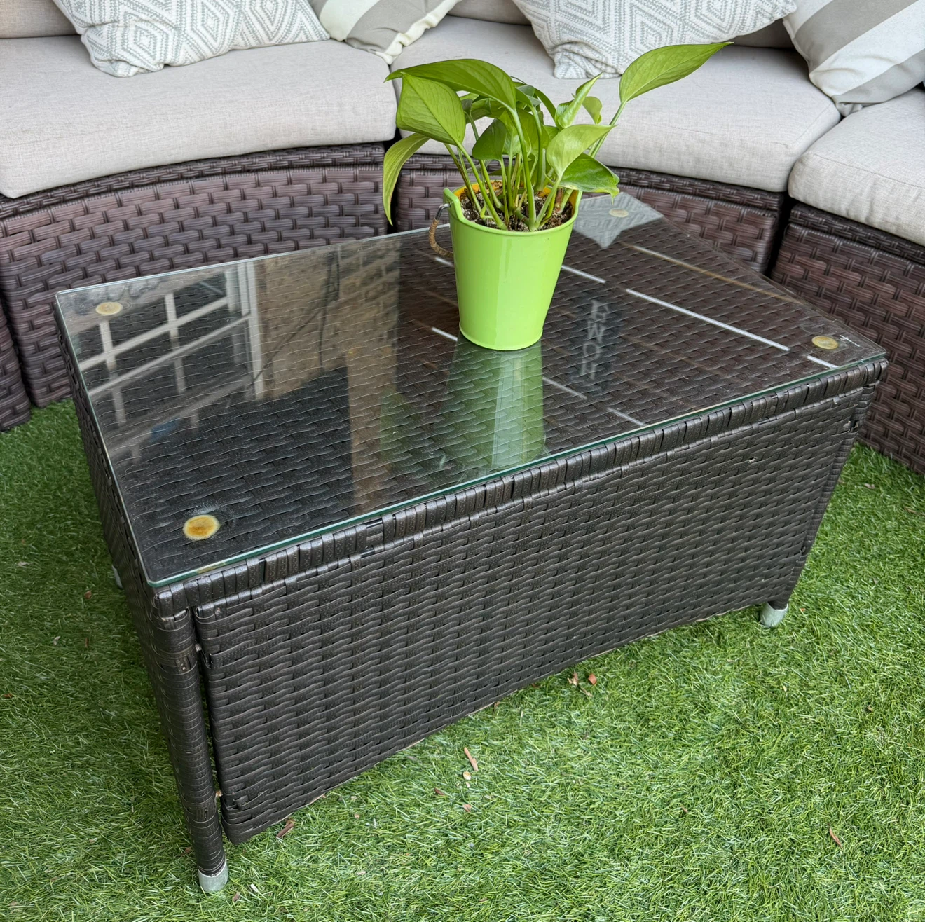 Wicker Coffee Table with Glass Top - photo 3