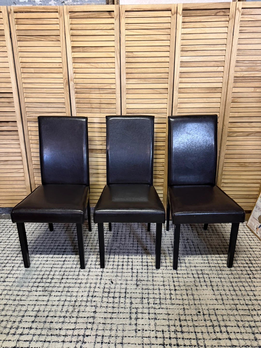 Faux Leather Dining Chairs (Set of 3)