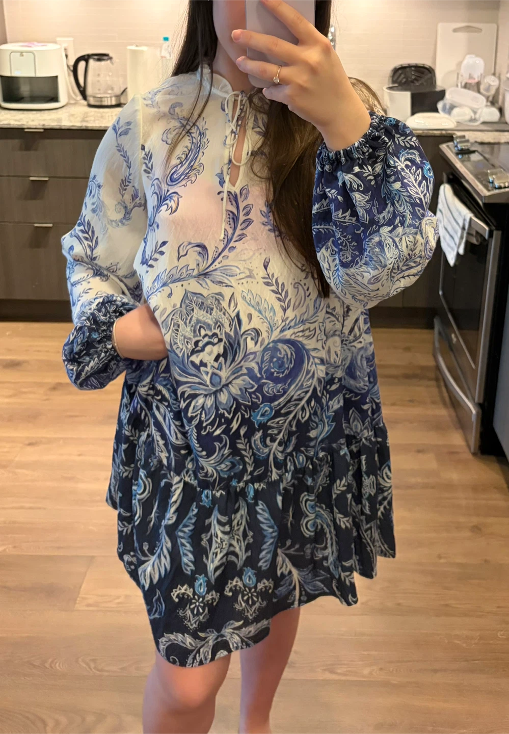 Blue and White Paisley Tunic Dress