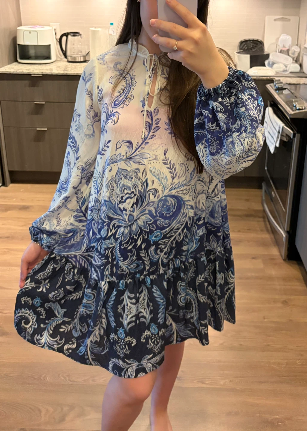 Blue and White Paisley Tunic Dress - photo 2