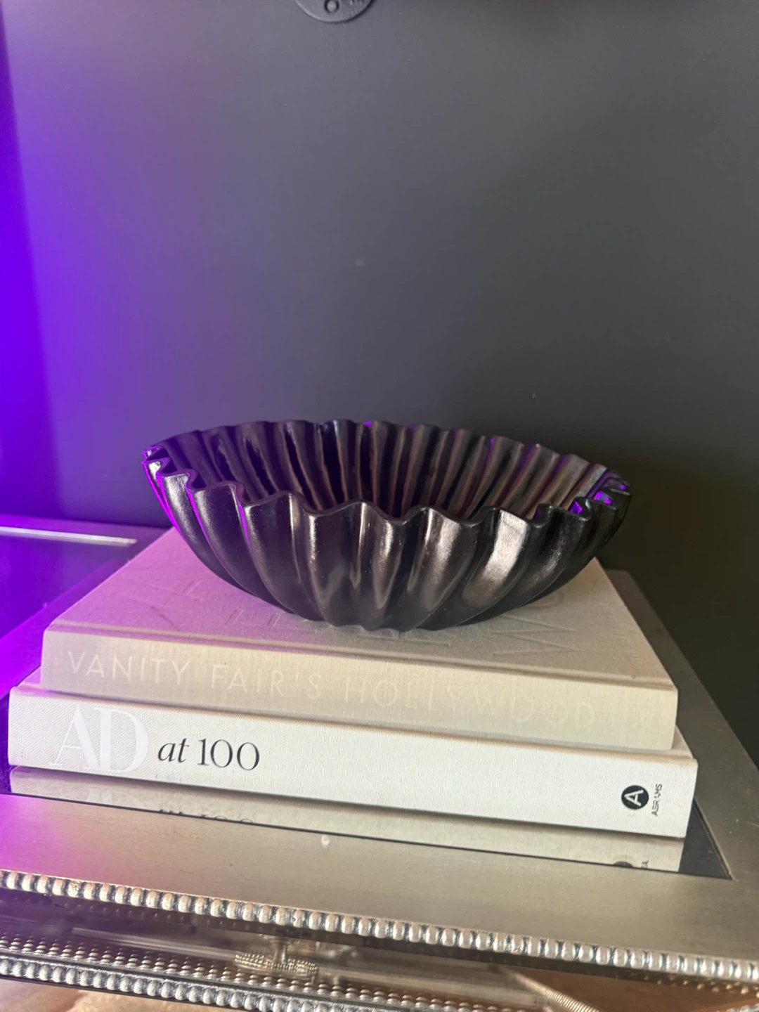 Black Fluted Decorative Bowl