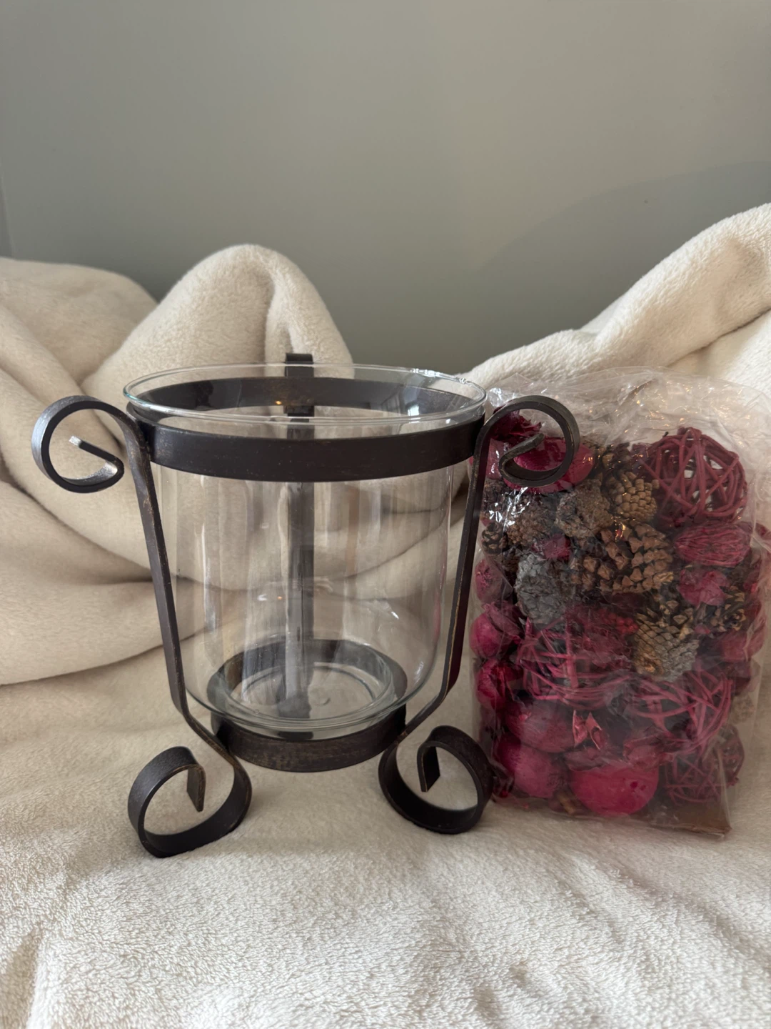 Metal and  Candle Holder with Potpourri