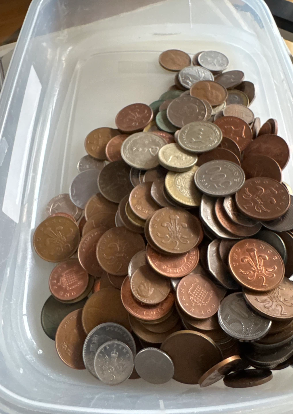 Box of world coins
