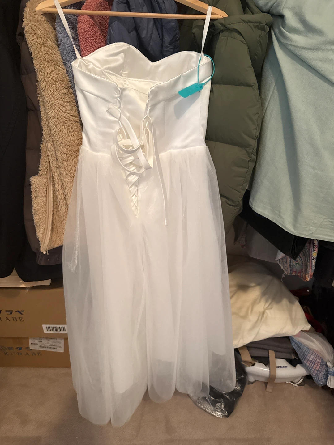 NWT White Strapless Midi Wedding Dress + Veil - photo 2