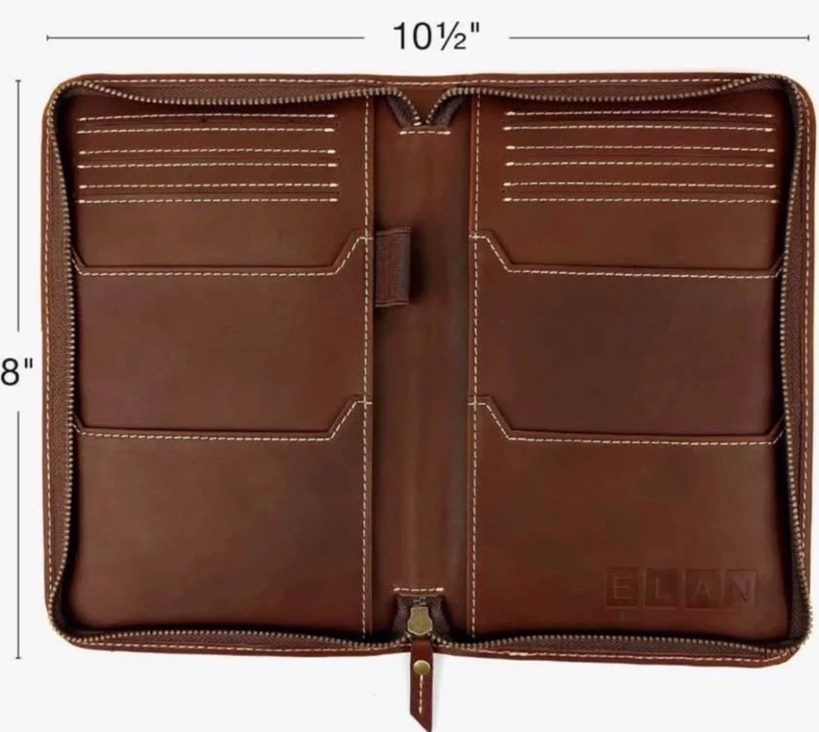 Travel Wallet & Passport Holder, Brown Split Grain Leather - photo 3