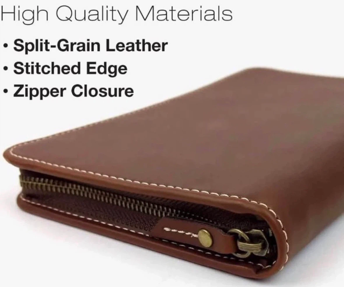 Travel Wallet & Passport Holder, Brown Split Grain Leather - photo 4