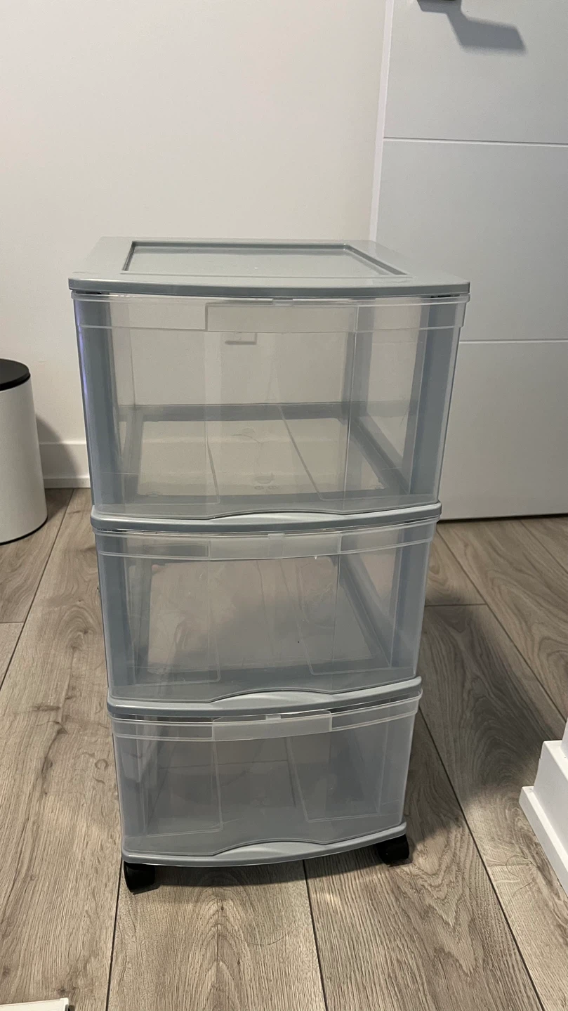 3-Tier Grey Plastic Rolling Storage Cart
