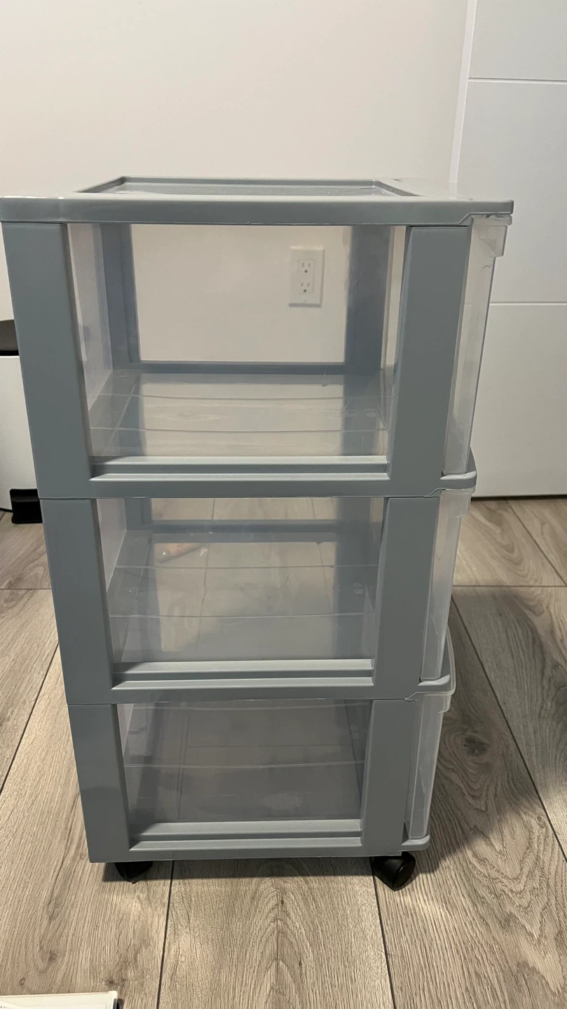 3-Tier Grey Plastic Rolling Storage Cart - photo 2