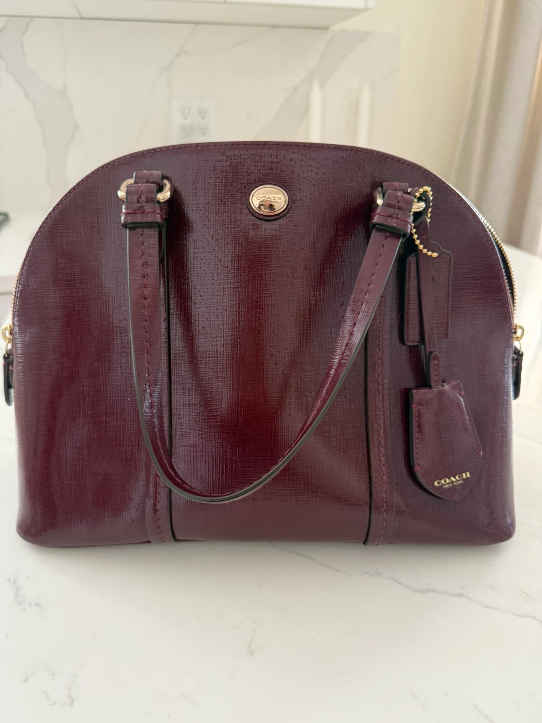 Coach Dome Satchel Bag Dark Burgundy