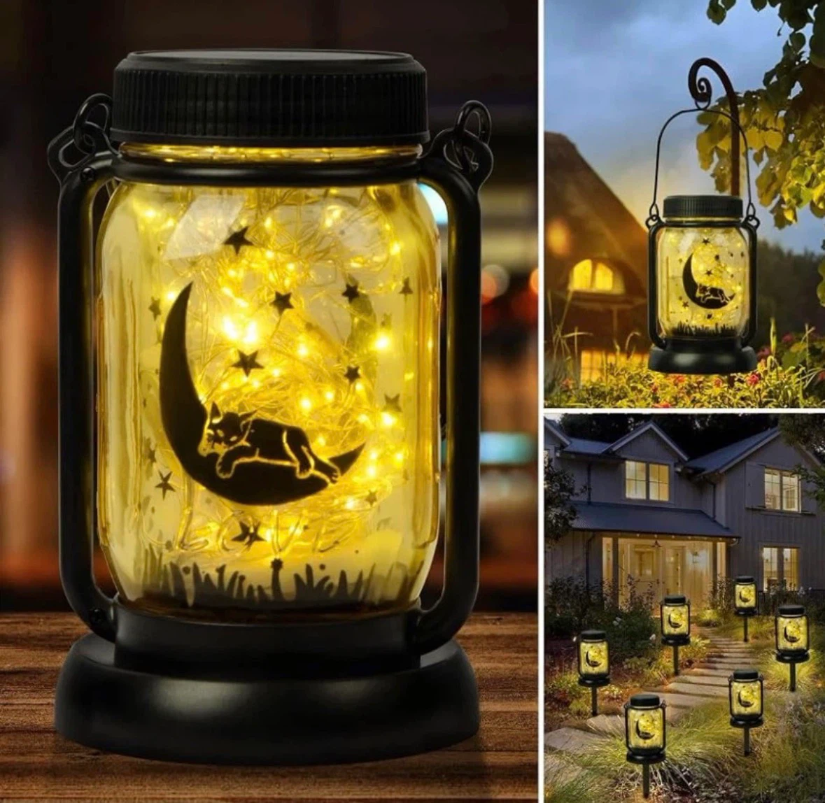 3- in-1 Outdoor Waterproof Solar Cat Lantern