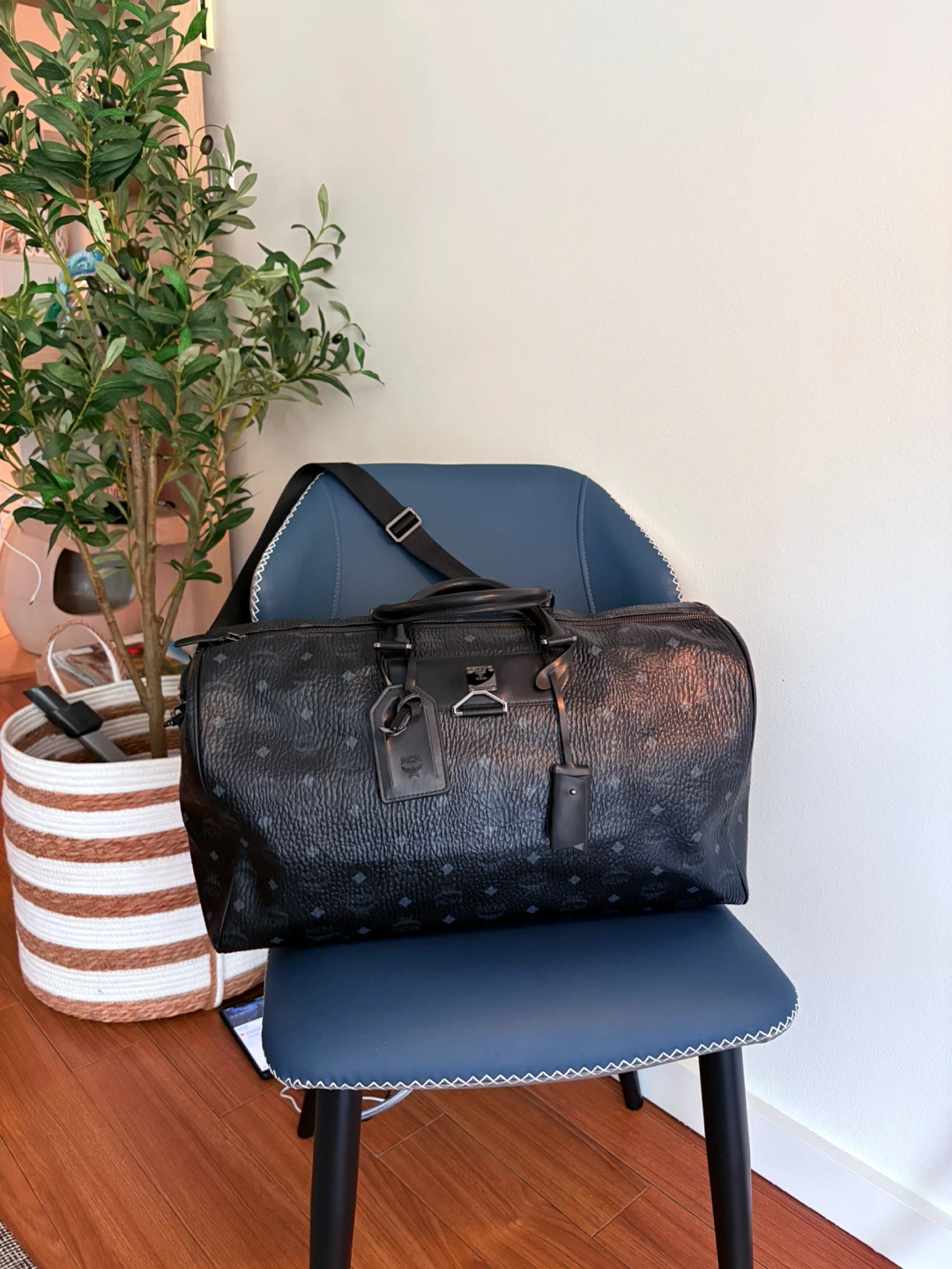 MCM Black Visetos Weekend Travel Bag