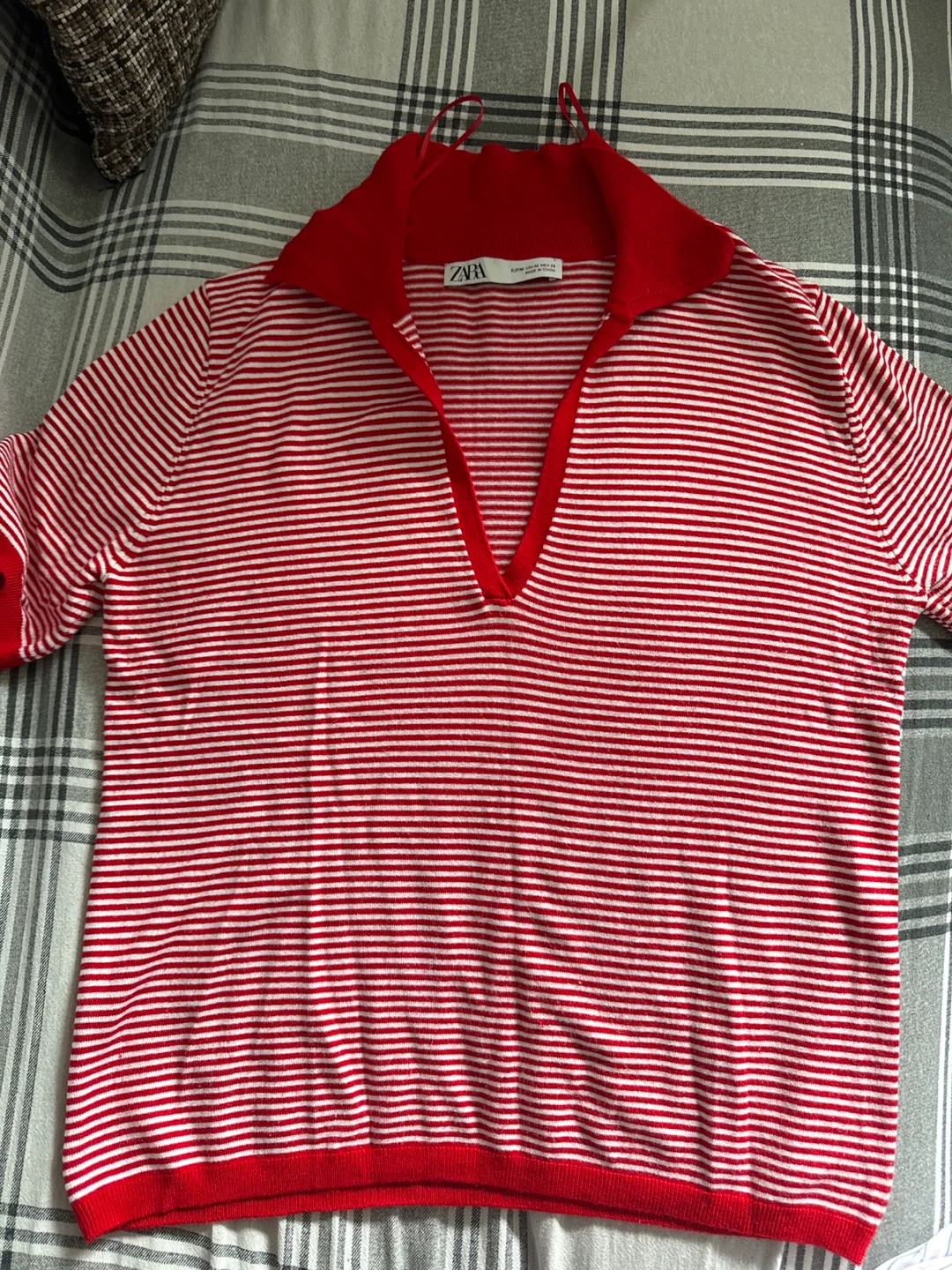ZARA Striped Collared Knit Top