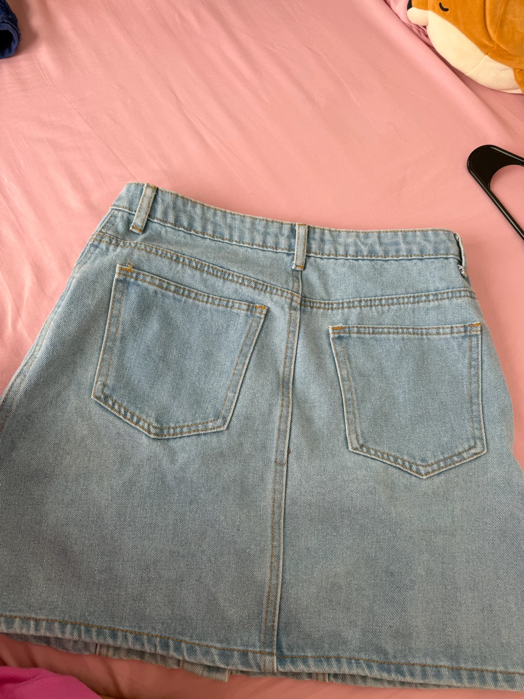 Light Wash Denim Button-Front Mini Skirt - photo 2