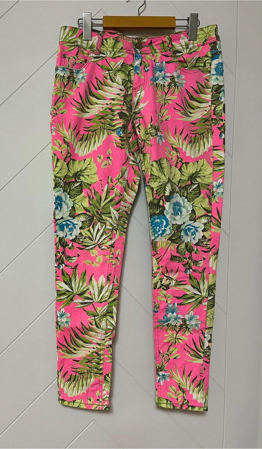 Denim Co. Tropical Floral Ankle Grazer Pants