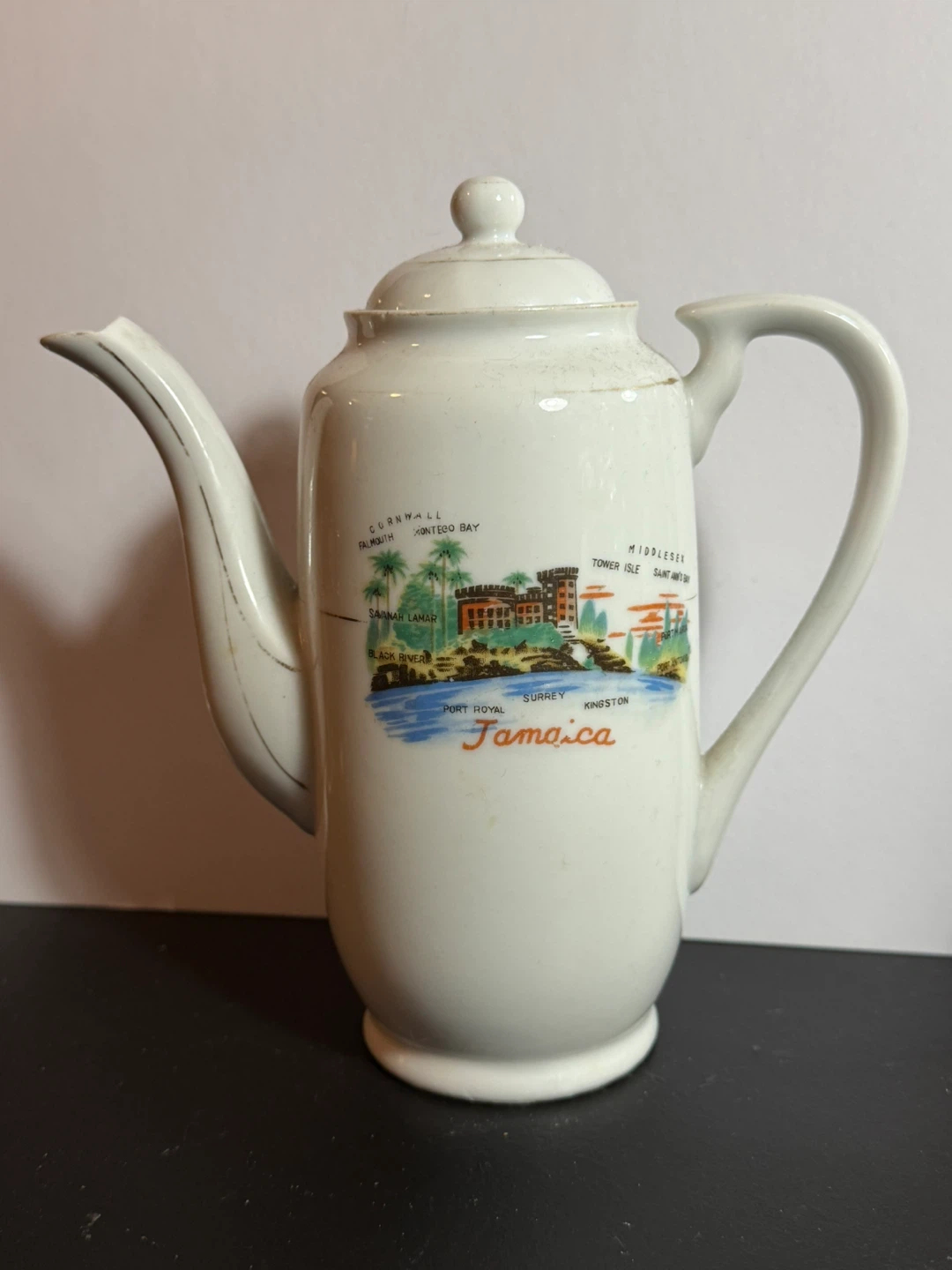 Vintage Jamaica Souvenir Coffee Pot