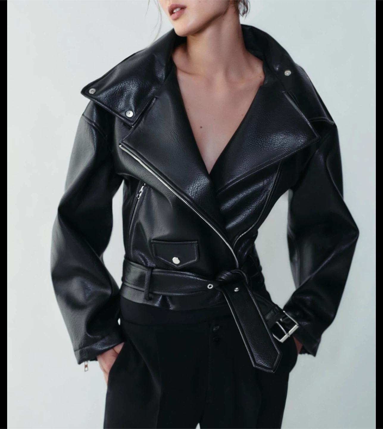 Black Faux Leather Belted ZARA - photo 2