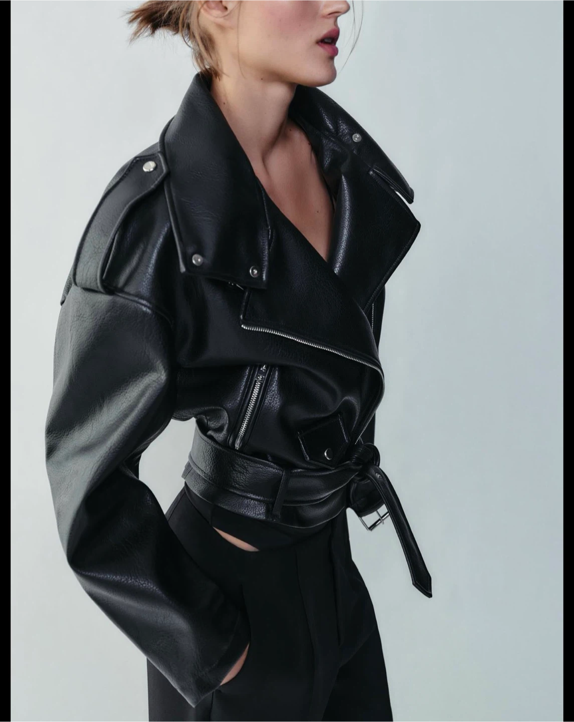 Black Faux Leather Belted ZARA - photo 4