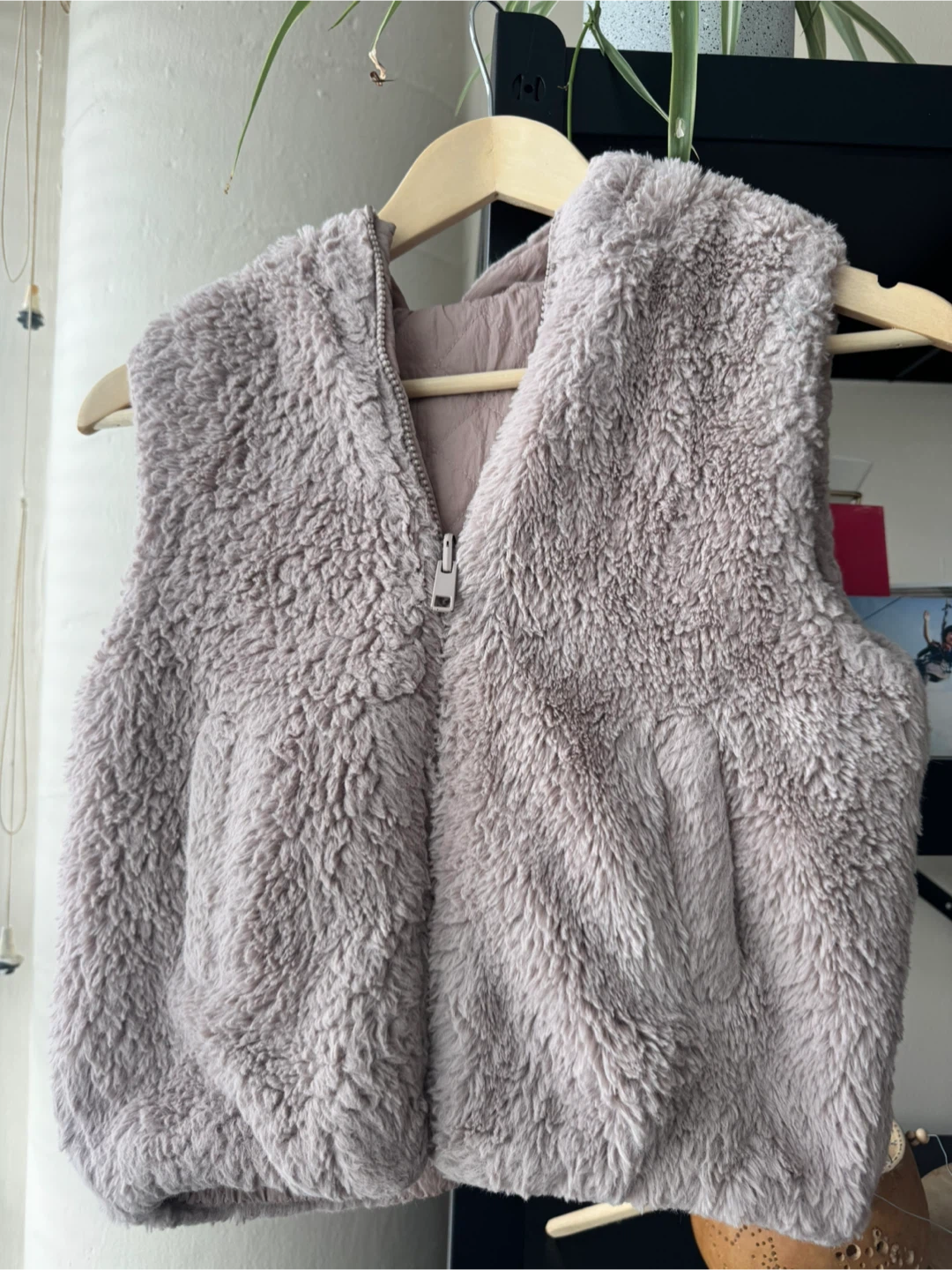 Zara kids Vest  Reversible Faux Fur Quilted Hooded Vest