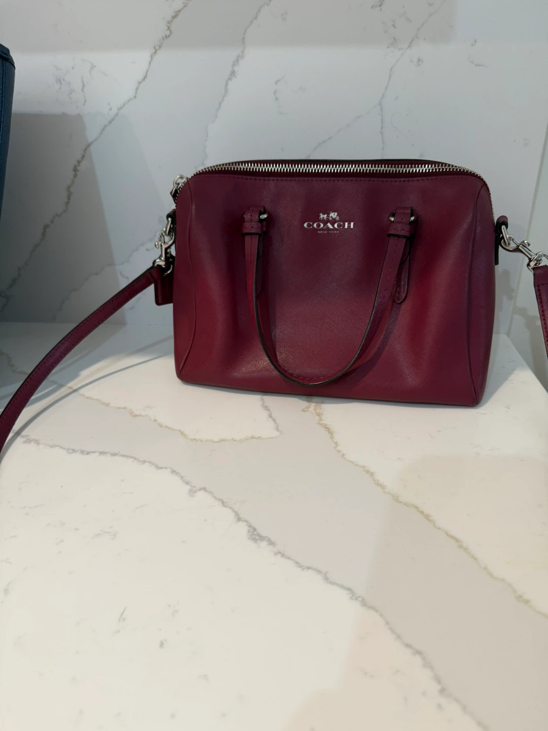 Coach Row Satchel Bag Burgundy