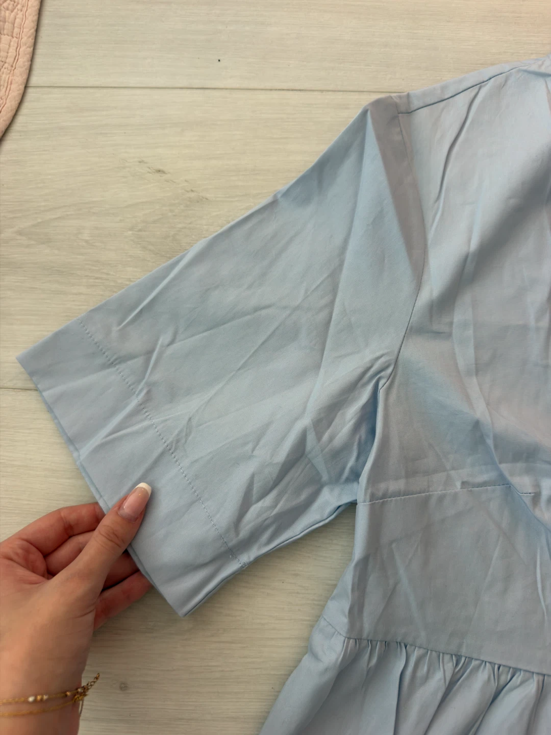 Light Blue Tie-Front Peplum Top - photo 5