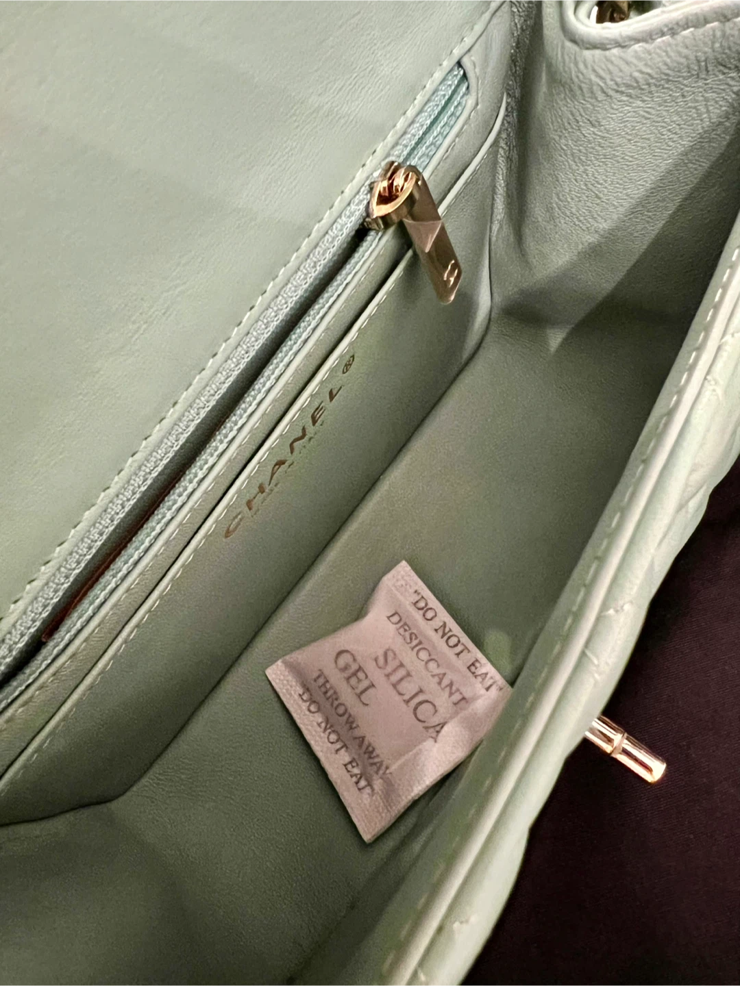New condition Chanel Mini Square Flap in Mint Green - photo 5