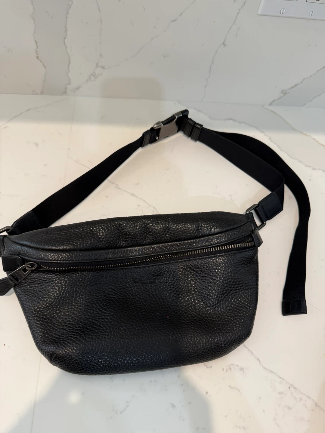 Coach Black Pebble Leather Belt Bag