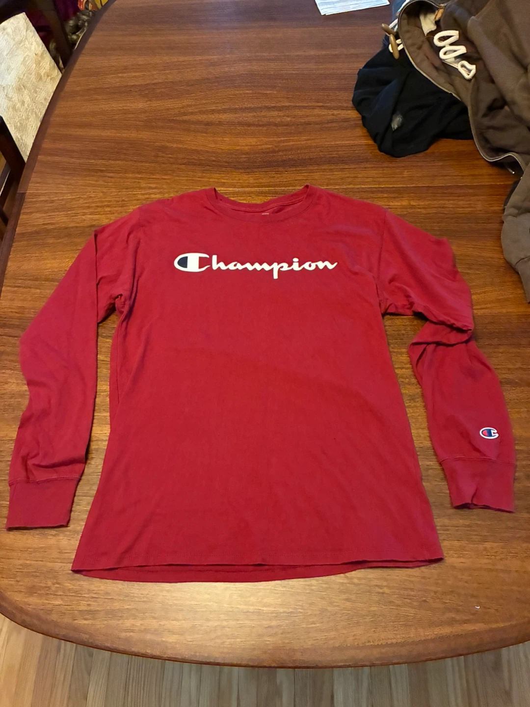 $12 Champion Men’s Medium Long cotton Red Sleeve Shirt