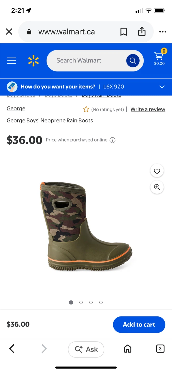 George Boys' Neoprene Rain Boots - Green Camo