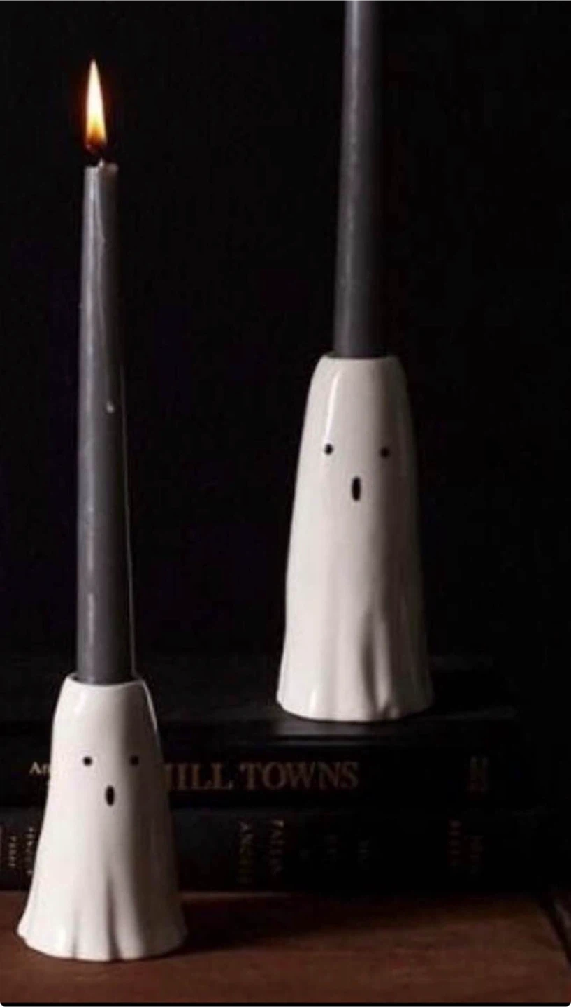 Set of 4 White Ceramic Ghost Candle Holders - photo 3