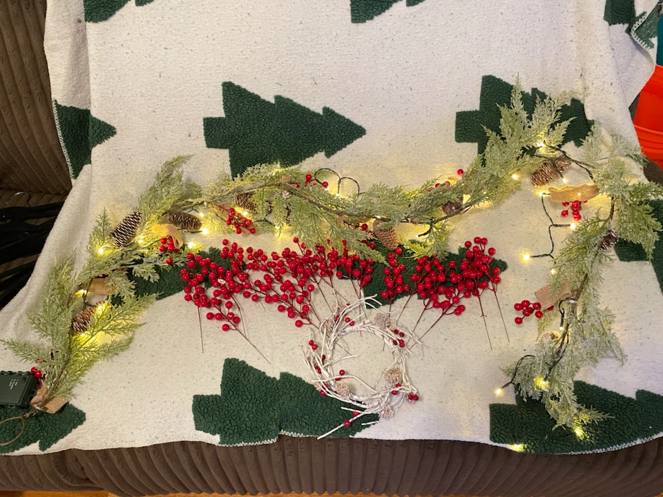 Holiday cranberry Garland and decor set