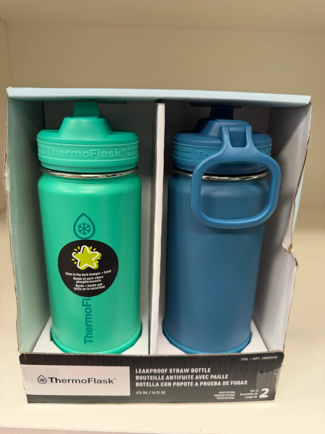 ThermoFlask Leakproof Straw Bottle Set - 2 Pack