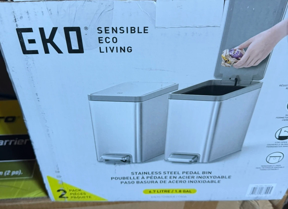 EKO Stainless Steel Pedal Bins (Set of 2)