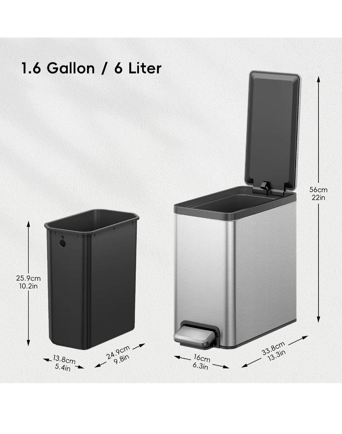 EKO Stainless Steel Pedal Bins (Set of 2) - photo 3