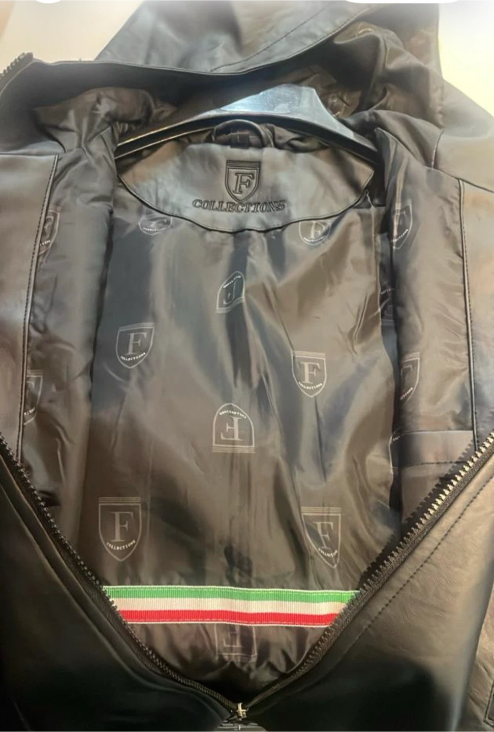 F Collections Hooded Black Leather Jacket - photo 2
