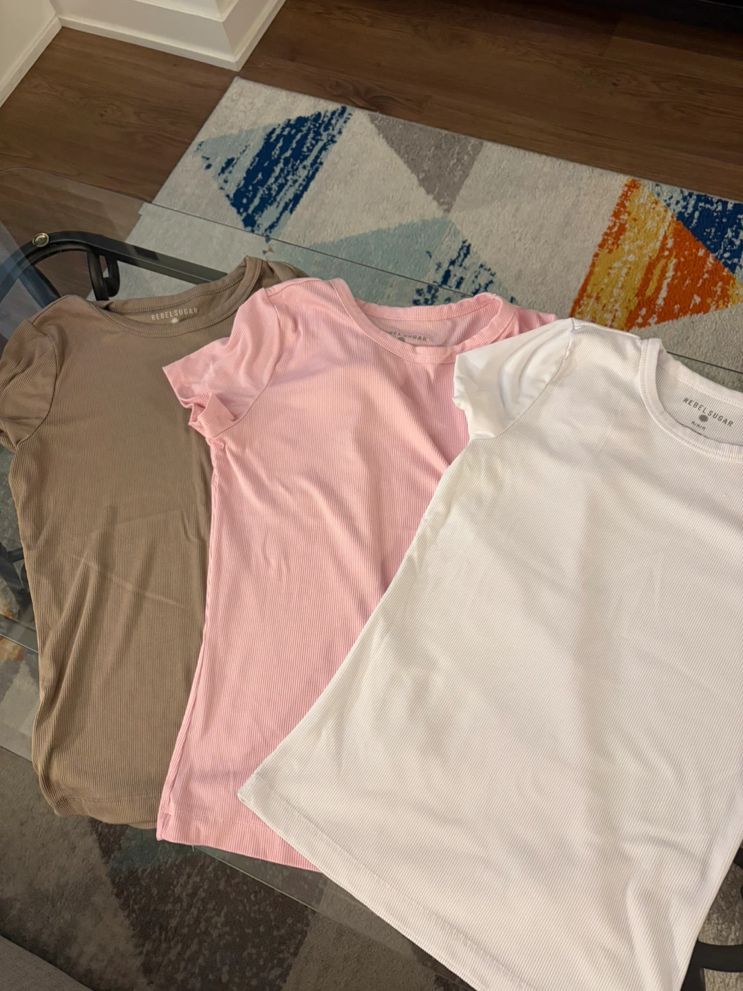 Set of 3 Rebel Sugar Ribbed T-Shirts