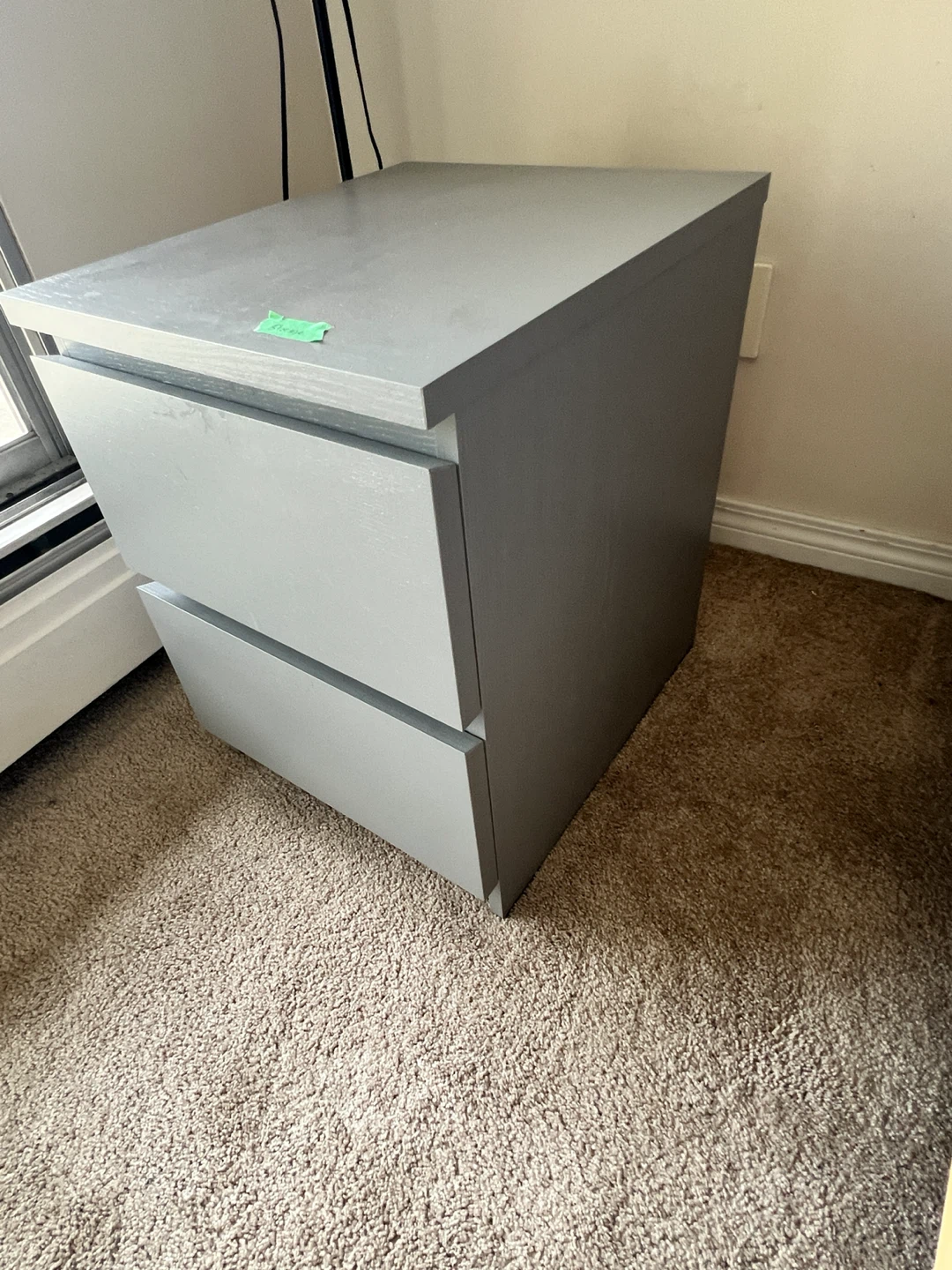 Grey 2-Drawer Nightstand