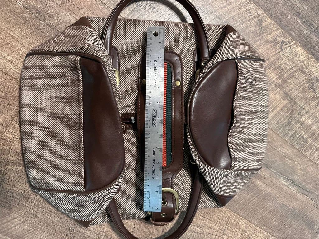 Vintage-style brown structured luggage handbag - photo 4