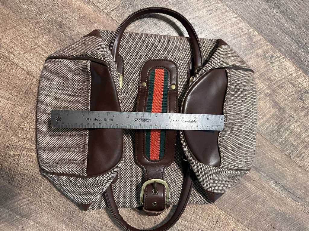 Vintage-style brown structured luggage handbag - photo 5