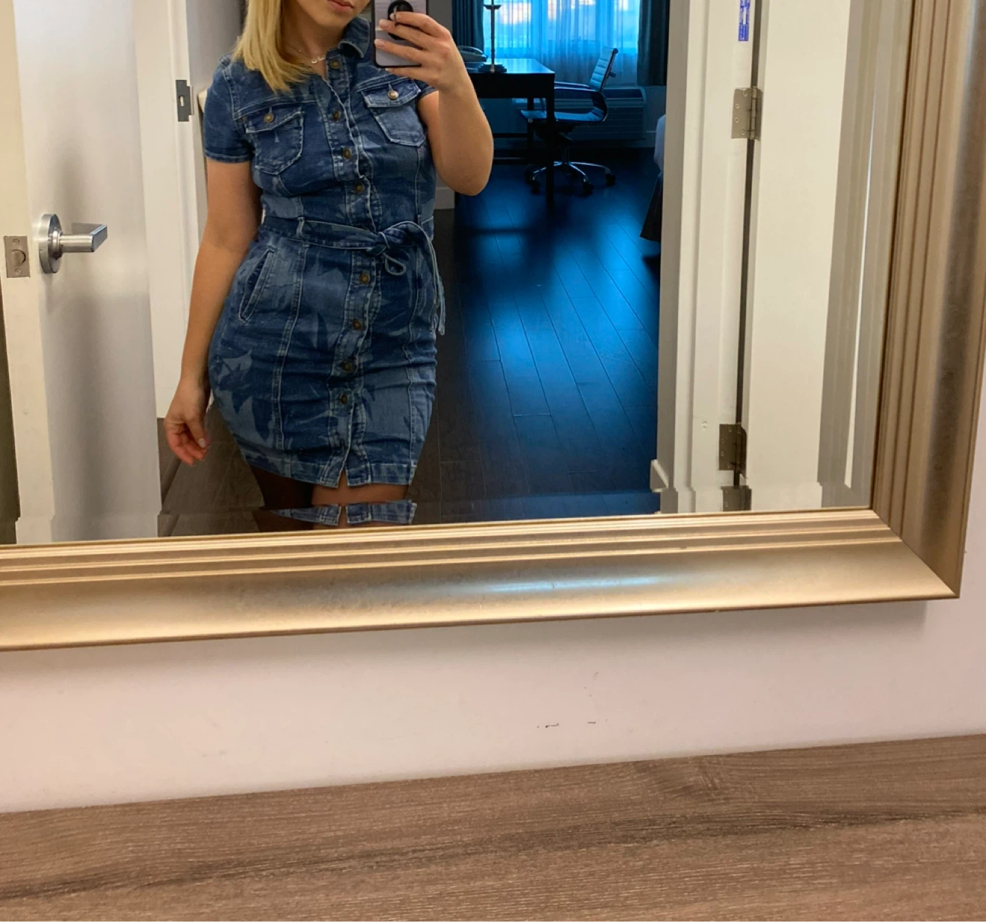 Denim Dress with Star Print