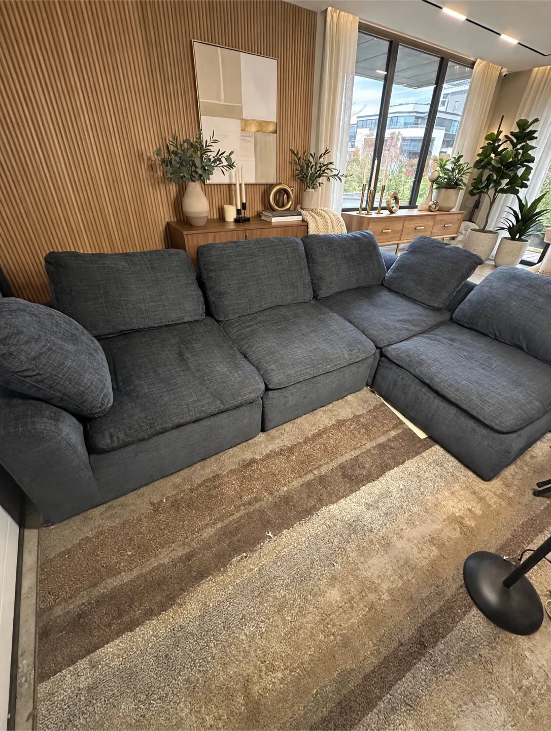 Dark Grey Fabric Sectional Sofa - photo 2
