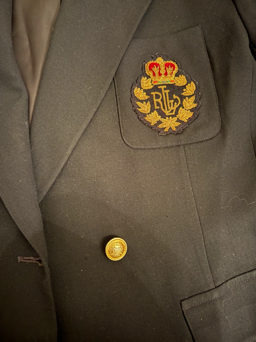 Vintage Ralph Lauren Double Breasted Blazer Jacket Embroidered - photo 2