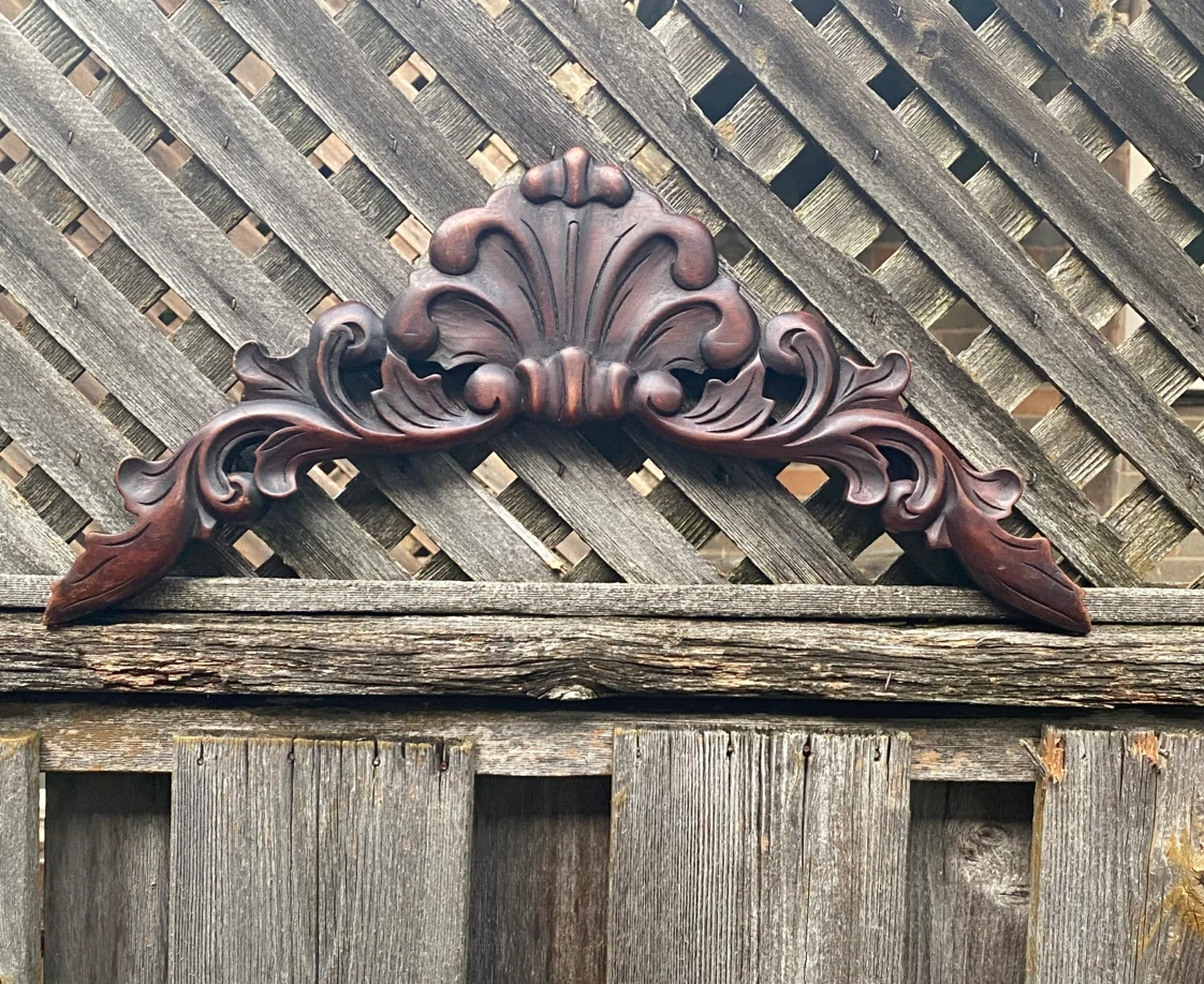 Vintage Hand-Carved Wood Decorative Pediment