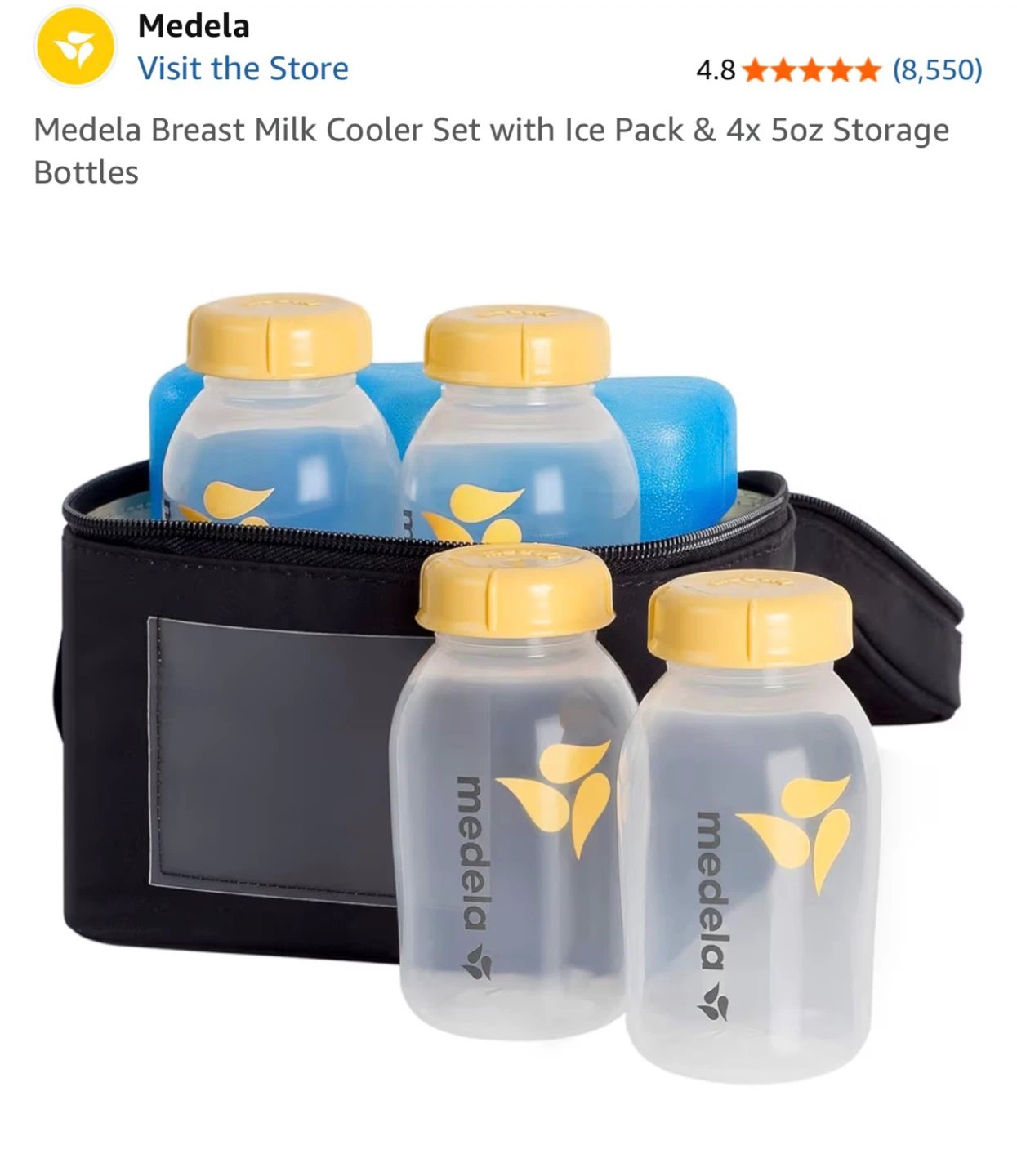 Medela Breast Milk Cooler Set with 4 Bottles