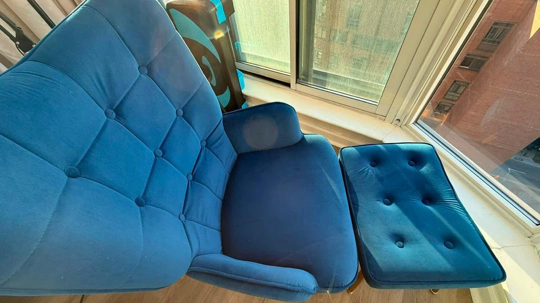 Velvet Armchair and Ottoman Set - photo 2