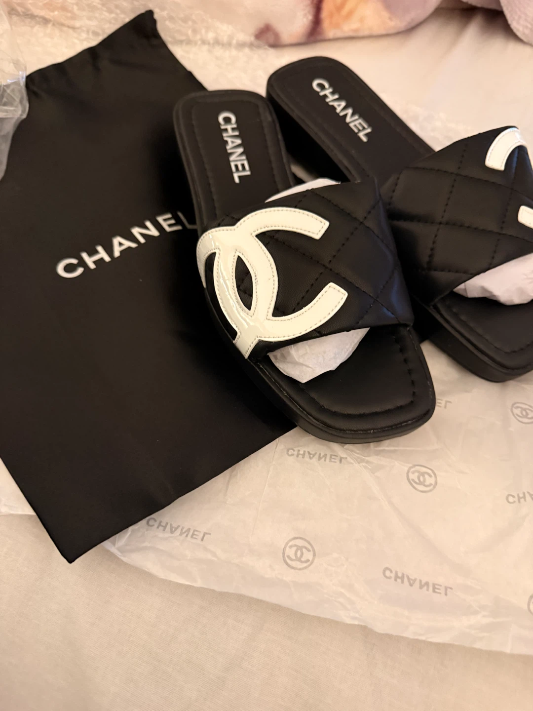 Chanel Quilted Slides us 7