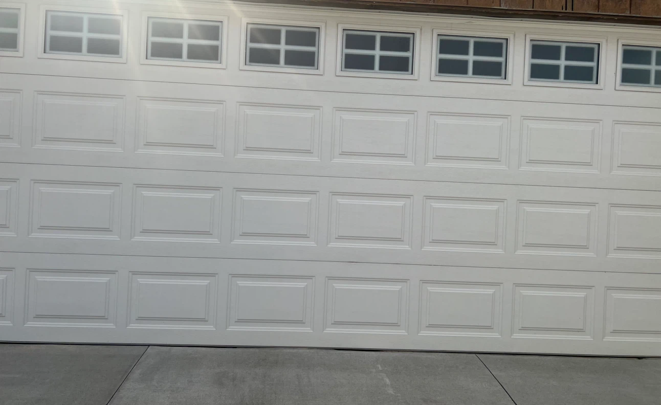 Insulated double white garage door