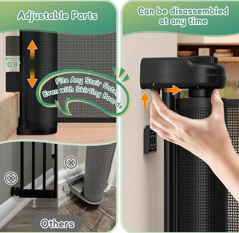 New Retractable Baby Gate Extra Wide 150" (12.5 FT) x 34" - photo 4